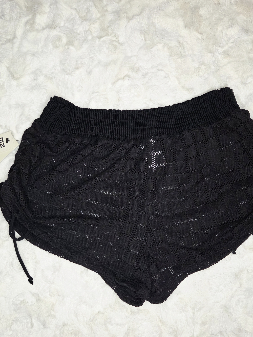 No Boundaries Black Eyelet Smocked Shorts